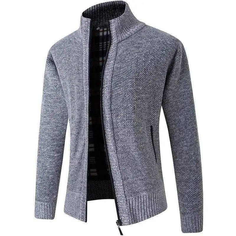Sweater Jacket Stand Collar Hollow Solid Color Knit-1