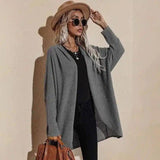 Warm Knit Cardigan with Open Front-Grey-2