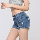 The Summer Hot Korean Patchwork Denim Shorts Pocket Jeans-17