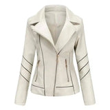 Thin Pu Short Coat Spring And Autumn Jacket-White-2