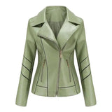 Thin Pu Short Coat Spring And Autumn Jacket-Green-3