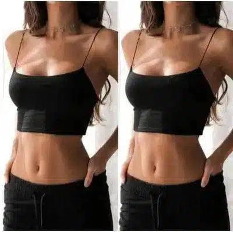 Women's Spaghetti Strap Crop Tops-Black-5