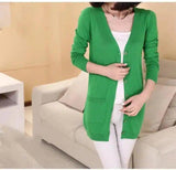 Women's Long Sleeve Buttoned Cardigan Sweater-Grass green-5