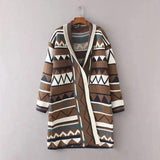 Wavy striped cardigan coat-Light coffee-2