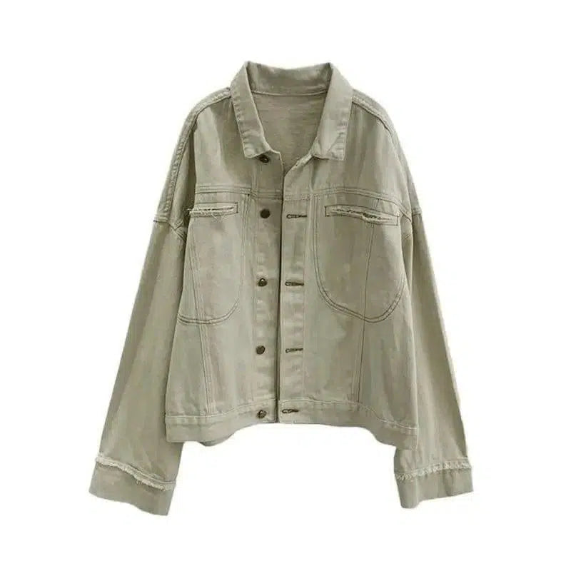 LOVEMI - Lovemi - Western beige denim short coat women