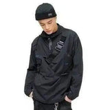 Windbreaker Collar Jacket-Black-1