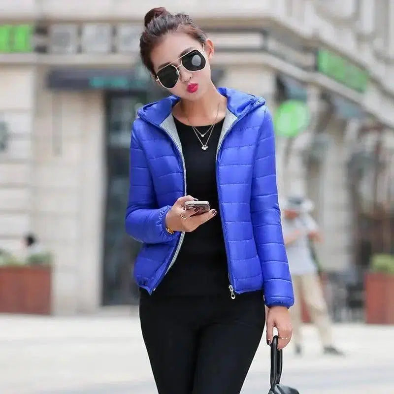 Winter coat with padded cotton hood-Blue-2