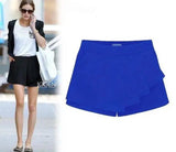 Women's Casual Shorts - Mid-Waist Slim Ruffled Skirt.-Blue-12