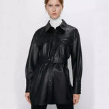 Women's faux leather jacket coat female-1