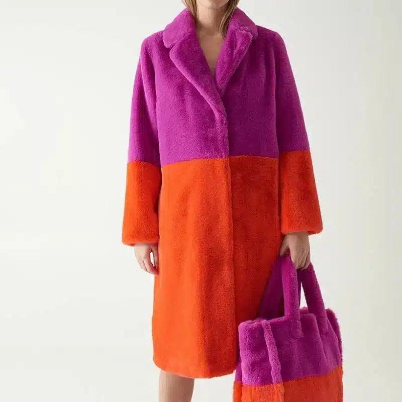 Women's fur warm coat-Purple-2