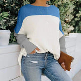 Women's Casual Knit Sweater Top-Blue-2