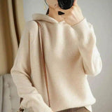 Warm Knit Sweater with Hood for Women-Apricot-3