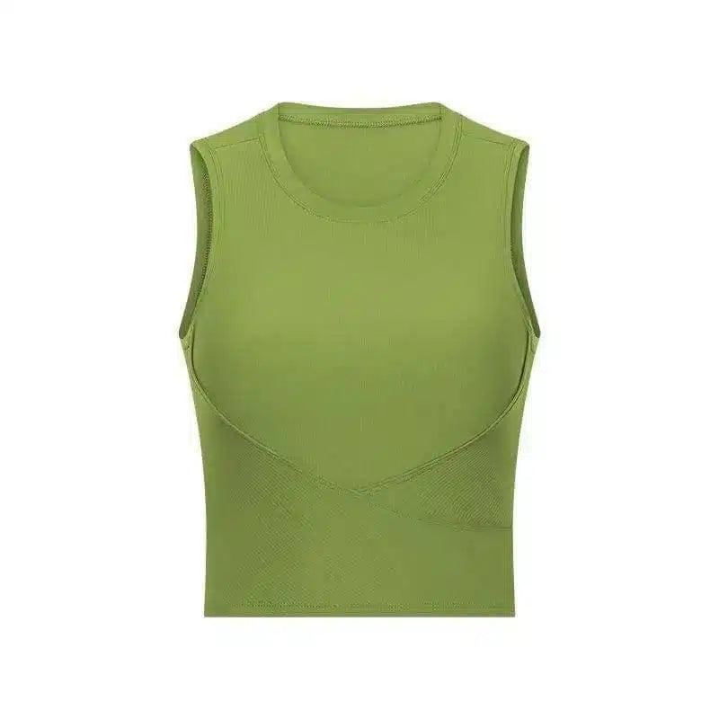 Women's Sleeveless Workout Top and Leggings Set-Green-7