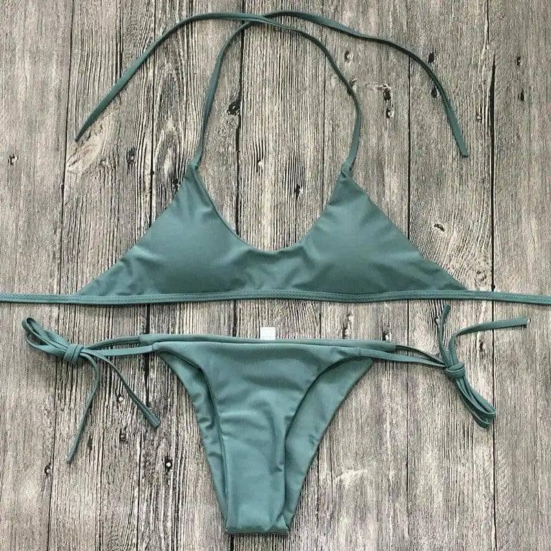 Low waist sexy bikini-Green-3