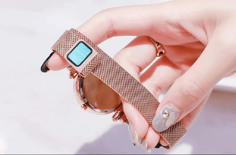 Luxury Women Watches Ladies Clock Magnet Buckle Starry Diamond Geometric Surface Quartz Wristwatch-7