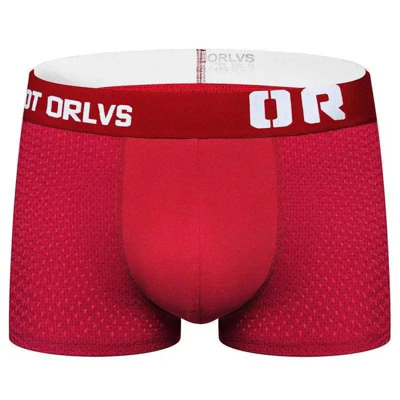 Men's Boxer Shorts Low-Waist Elastic Hip-Lift Boxer Briefs-3Red-14