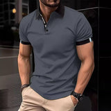 Men's Casual Button Solid Color Short Sleeves-4