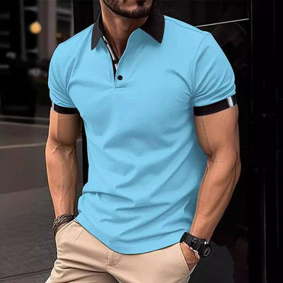 Men's Casual Button Solid Color Short Sleeves Brown / 3XL-5