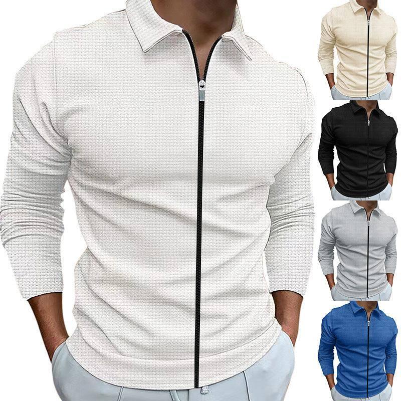 Men's Clothing Waffle Style Zipped Lapel Jacket Outdoor-1