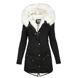 Mid-length hooded winter warm plus fleece coat-13