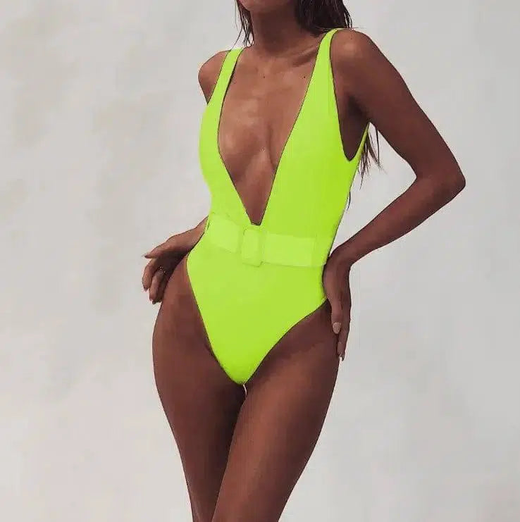 Neon Splash Belted Monokini-Fluorescentgreen-6