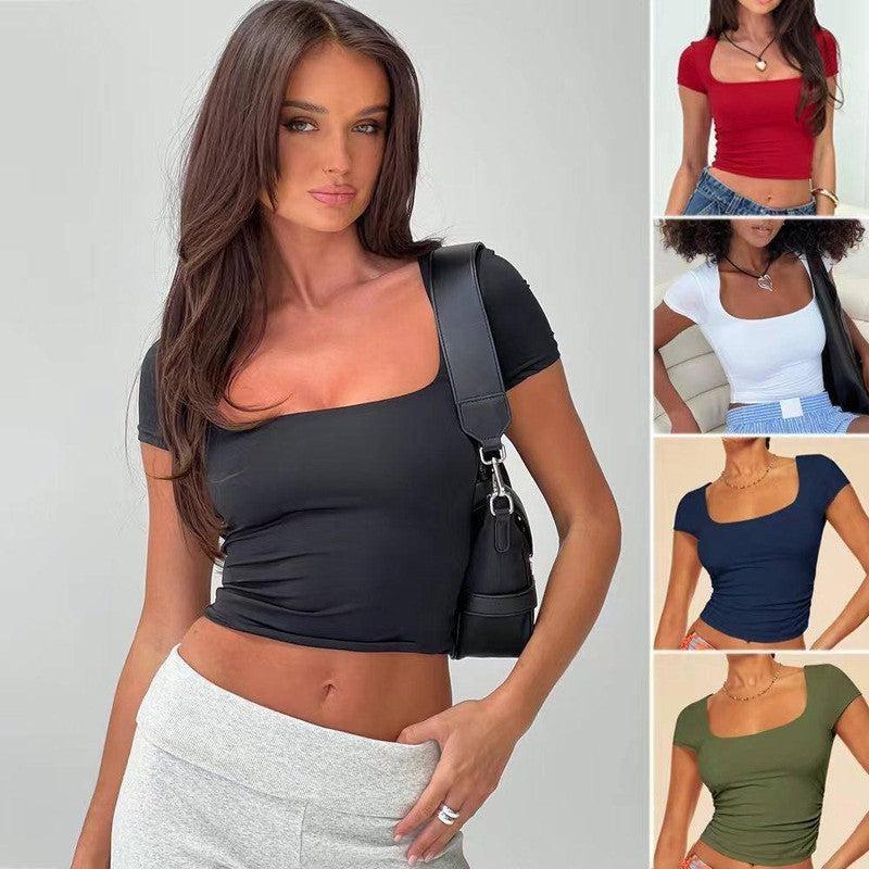 New Slim Short-sleeved T-shirt Summer Fashion Solid-1