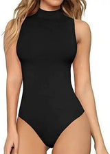 One Piece Swimsuit Casual Turtleneck Bottoming Shirt-Black-1