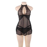 Oversized Lingerie Halter Suspender Nightdress-3