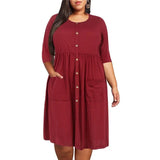 Big size 9XL dress for Fat MM 2022 Women Summer Dress Loose pocket design solid plus size dresses women clothing dress vestidos-3