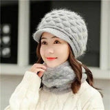 Plush thick warm ear protection scarf hat-11