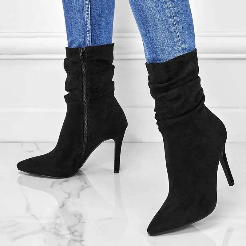 Pointed Toe Stiletto Heel Ankle Boots For Women Side Zipper-7