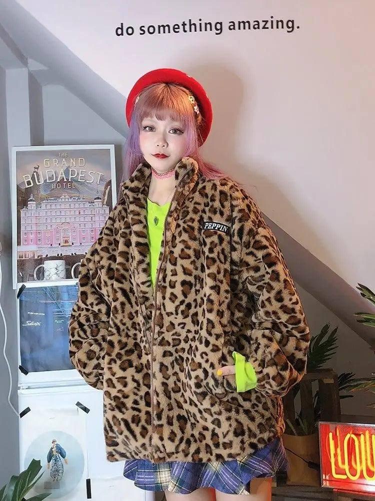 popular Korean version of the street hip hop retro leopard-One Size-2