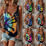 Printed Painted V-neck Open Vest Top-1