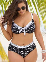 Retro Polka Dot Bikini Split Slim Swimsuit-1