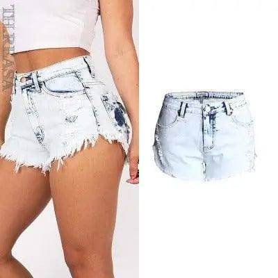 Ripped jeans women's high waist light color white worn off-Lightblue-2