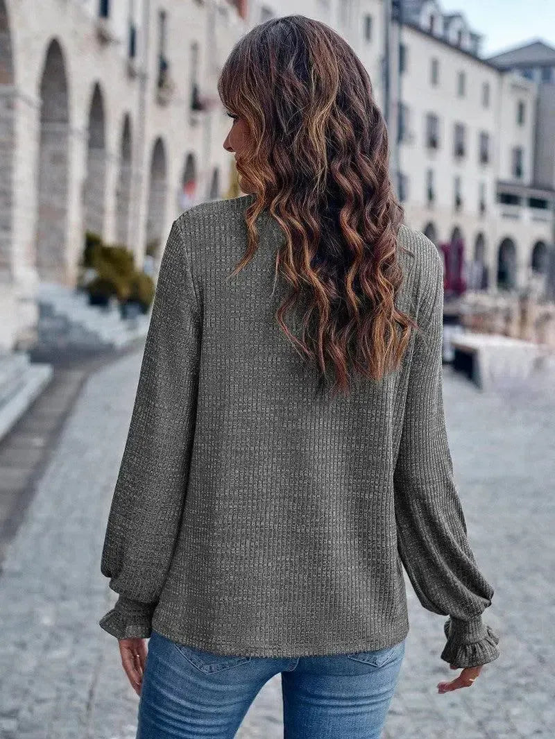 Round Neck Solid Color Casual Loose Women's Top-5