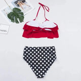 Fashion Multicolor Split Bikini Swimsuit-Red-2