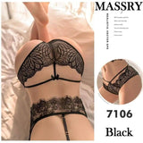 Sexy Lingerie Non-open File Lace Panties-7106black-1