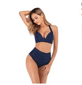 Sexy Printed High-waisted Two-piece Swimsuit-DarkBlue-14