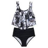 Split Floral Ruffled Swimsuit Women Bikini-Pattern-2