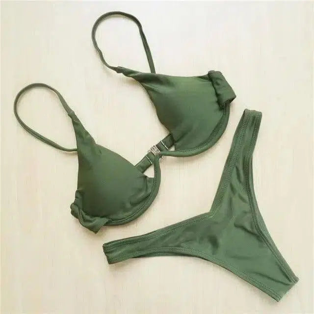 Sexy Women Bikini Beachwear Push-up Swimwear 2019 Swimwear-Green-12