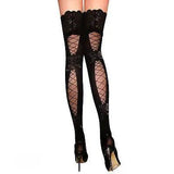 Sexy Women Stockings Lace Top Sheer Thigh High Silk St-Black-1