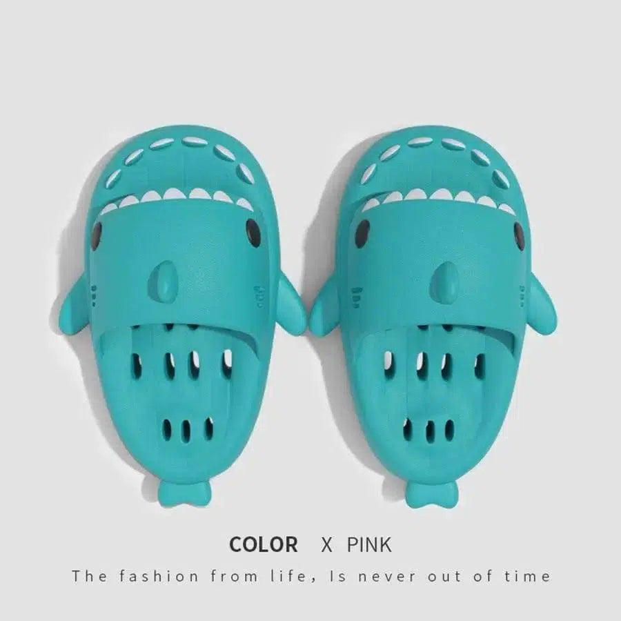 Shark Slippers With Drain Holes Shower Shoes For Women Quick-MintGreen-5