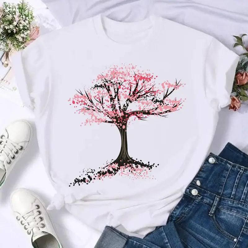 Short Sleeve Butterfly Bow Sweet Flower Fashion Summer Women-4