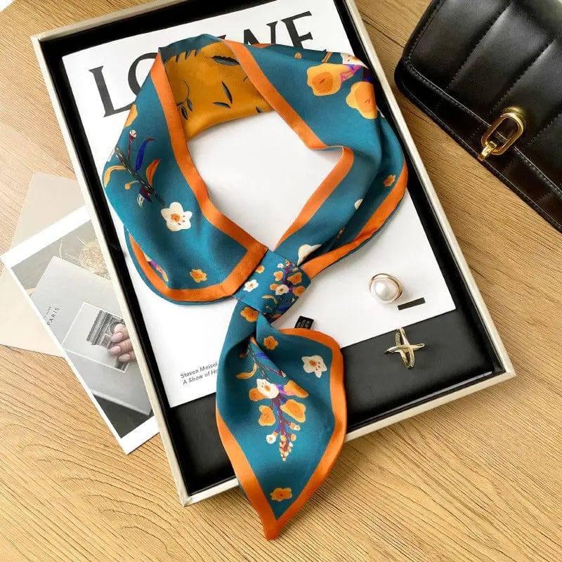 Simple Decorative Oil Painting Ear Scarf-Orange border flower-5