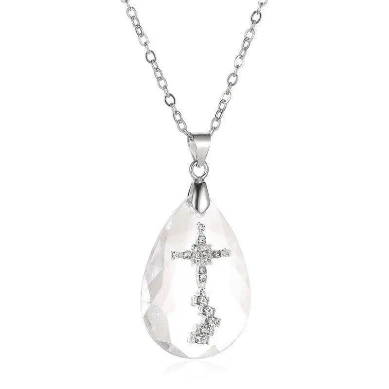 Simple Temperament Wild Drop Pendant Necklace-WhiteK-1