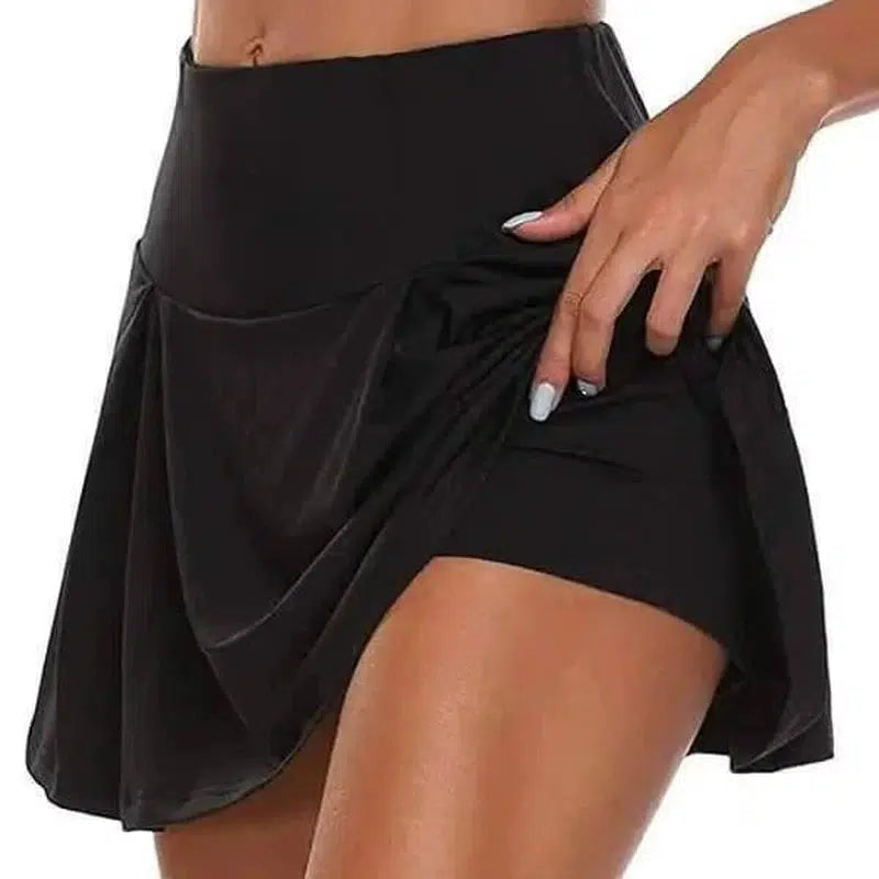 Skirted Biker-Shorts Scrunch Cycling Butt Marathon Running-Black-4