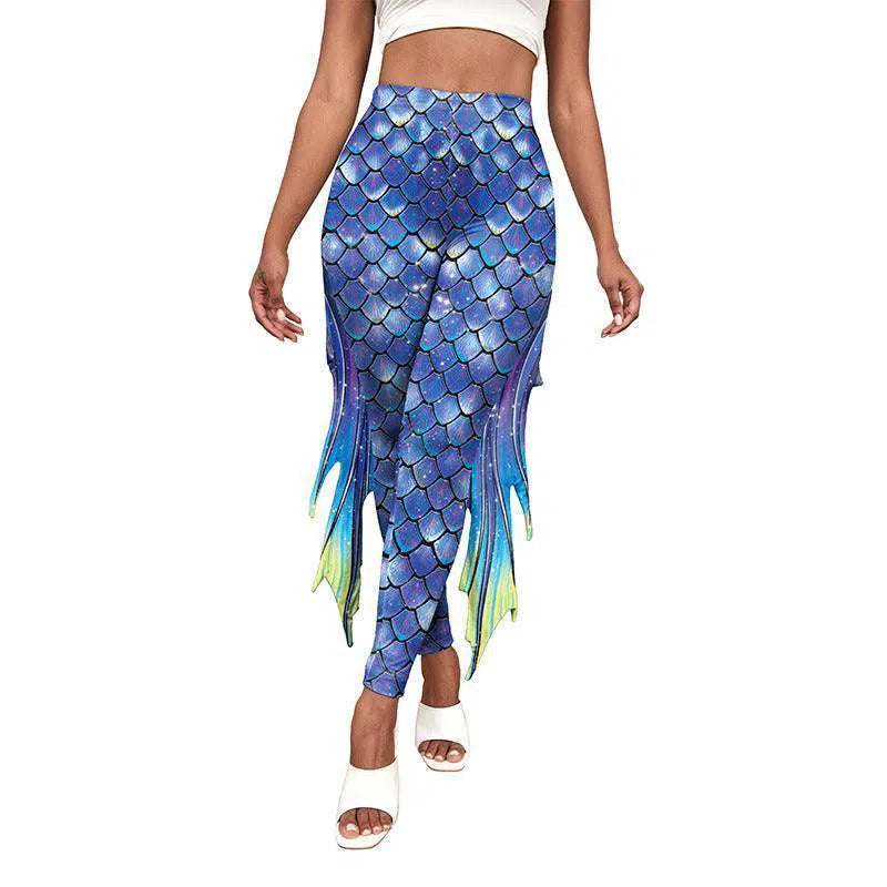 Slim Fish Pants With Raised Hips And Digital Fin Printing-6