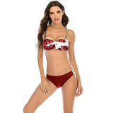 Solid Color Nylon Fabric Split Bikini Bikini-Red-6