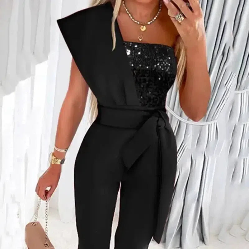 Solid Color Sleeveless Belt Decorative Slim-fitting-S-2